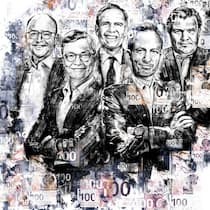 LEITWÖLFE DER SCHWEIZER PRIVATE-EQUITY-SZENE Daniel Flaig (Capvis), Dieter Scheiff (Ufenau), Roberto Paganoni (LGT Capital Partners), Christian Sinding (EQT) und Alfred Gantner (Partners Group, v.l.) haben der Branche ihren persönlichen Stempel aufgesetzt.