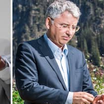 Novartis-Chef Vas Narasimhan (l.) und Roche-Lenker Severin Schwan haben ihre Pharmakonzerne gut aufgestellt.