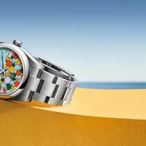 Die grösste Überraschung von Rolex an der Watches & Wonders 2023: Eine farbig gepunktete Oyster Perpetual.