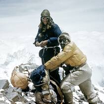Edmund Hillary and Tensing Norgay on Everest