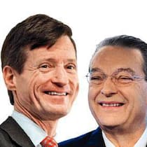 Können die härteren Kapitalvorschriften als Chance nutzen: UBS-Chef Oswald Grübel (r.) und CS-Lenker Brady Dougan.