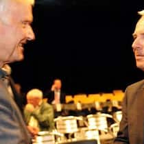 Financier Martin Ebner (l.) und der neue Präsident Urs Fischer. (Bild: Keystone)