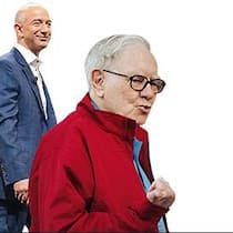 Glauben an die Printmedien: Jeff Bezos (l.), Warren Buffett.