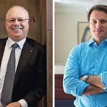Konrad Hummler (l.), lange geschäftsführender Wegelin-Banker; Rolf Dobelli, Mitgründer des Zusammenfassungsdienstes GetAbstract.