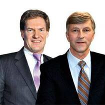 AWD-Käufer Rolf Dörig (r.) und AWD-Gründer Carsten Maschmeyer.