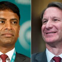 Chef und Aufseher: Novartis-CEO Vas Narasimhan (l.), FDA-Vorsteher Norman Sharpless.