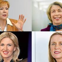 Monika Ribar, Barbara Kux, Iris Bohnet, Beatrice Weder di Mauro (v.l.o. im Uhrzeigersinn).  KEY