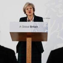 Theresa May: Die britische Regierungschefin präsentiert die Brexit-Leitlinien.  Keystone