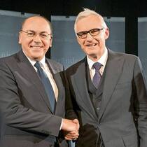 Spitzentreffen: Axel Weber (UBS, links) und Urs Rohner (Credit Suisse). (Bild: Markus Senn)