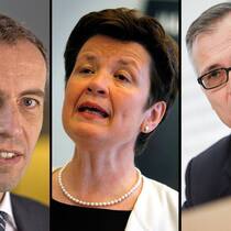 Aufstieg dank Finma: Patrick Raaflaub, Monica Mächler, Urs Zulauf (v.l.).  Keystone