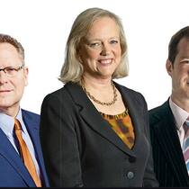 Starker Börsenauftritt (v.l.): Basilea-Chef Ronald Scott, HP-Chefin Meg Whitman und Stefan Weber, CEO von Newron.