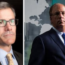 Rivalen: Vanguard-Chef «Tim» Buckley (l.) setzt BlackRock-CEO «Larry» Fink mit Kampfpreisen für passive Fonds zu.