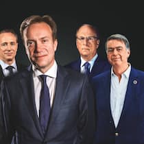 Die Epstein-Verbindungen des CEO drücken die WEF-Führung an die Wand: Thomas Buberl, Børge Brende, Larry Fink, André Hoffmann (v.l.).