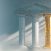 Die dritte Säule ist Gold wert, um den Lebensstandard nach der Pensionierung zu halten, kann aber auch Risse aufweisen, wenn es an den Börsen kracht. (Diese Illustration wurde von einem KI-Modell generiert und von einem Menschen überprüft und finalisiert.)