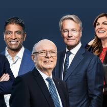 Die neuen Chefs verdienen weniger als ihre Vorgänger: Roberto Cirillo, Vas Narasimhan, Vincent Ducrot, Björn Rosengren und Jennifer Morgan (v.l.n.r.).