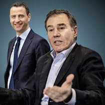 Glencore-Chef Gary Nagle (l.) gerät wegen schlechter Zahlen von Aktionärsseite unter Druck, darunter Ex-CEO Ivan Glasenberg.