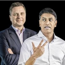 Die beiden CEOs der Pharmariesen: Thomas Schinecker von Roche (l.) und Vas Narasimhan von Novartis.
