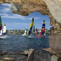 Die Sail-GP-Katamarane, hier im Hafen von Sydney unterwegs, konkurrieren am kommenden Wochenende in Genf.