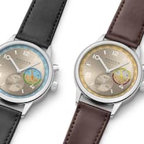 Nomos erweitert seine Linie Club Sport Neomatik Worldtimer um zwei limitierte Editionen: Roam (l.) und Reverie.