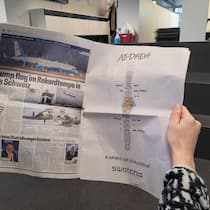 Diese ganzseitige Werbeanzeige hat Swatch in verschiedenen Schweizer Zeitung geschaltet – unter anderem im Blick.