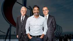 Wachwechsel: Präsident Jörg Reinhardt (l.) übergibt an Giovanni Caforio (r.) – und CEO Vas Narasimhan steht im siebten Jahr an der Spitze.