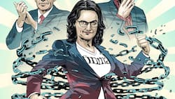 Kettensprengerin: Finma-Präsidentin Marlene Amstad (M.) mit dem applaudierenden Ex-Finanzminister Ueli Maurer (o.l.) und dessen staunender Nachfolgerin Karin Keller-Sutter.