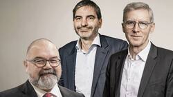 Die Wirtschaftsprofessoren Aymo Brunetti (Bern), Hans Gersbach (ETH Zürich) und Yvan Lengwiler (Basel, von hinten).