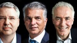 Grossaktionäre: Roche-Chef Severin Schwan, UBS-Boss Sergio Ermotti und Lonza-CEO Richard Ridinger (v.l.) sind unter den SMI-CEOs am stärksten im von ihnen geführten Konzern investiert.