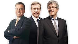 Gute Aussichten an der Börse: Bruno Pfister, Chef von Swiss Life, Zurich-CEO Martin Senn und Michel Liès, Chef von Swiss Re.