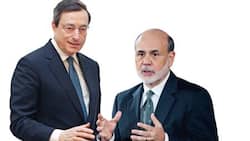 Spritzen für die Wirtschaft: EZB-Chef Mario Draghi (l.), Fed-Chef Ben Bernanke.