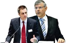 Abwärtsspirale: Richard Laube (l.), CEO Nobel Biocare, und Straumann-Chef Beat Spalinger.
