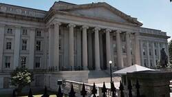 Das Treasury Building, Sitz des Finanzministeriums der USA in Washington DC.