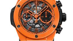 Mehr Tragekomfort: Die neue Big Bang Unico Orange Ceramic von Hublot kommt mit einem unterfütterten Kautschukband.