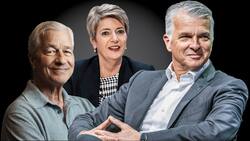 Kampf ums Eigenkapital: Jamie Dimon, Karin Keller-Sutter, Sergio Ermotti (von links).