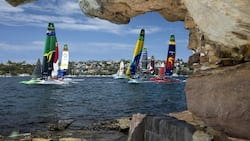 Die Sail-GP-Katamarane, hier im Hafen von Sydney unterwegs, konkurrieren am kommenden Wochenende in Genf.