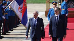 Bundespräsident Guy Parmelin beim Staatsbesuch in Serbien mit Präsident Aleksandar Vucic.