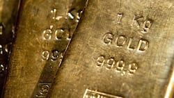 Goldbarren im Tresor des Goldhandels Pro Aurum in München.