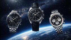 Fortis, Omega und Breitling (v.l.): Diese Uhren spielen eine unentbehrliche Rolle in der Geschichte der Raumfahrt.
