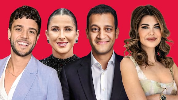 (Erfolg)reich in jungen Jahren: Sänger Luca Hänni, Tennisspielerin Belinda Bencic, Krypto-Halbmilliardär Hany Rashwan und Beauty-Unternehmerin Alexandra Lüönd (v.l.).