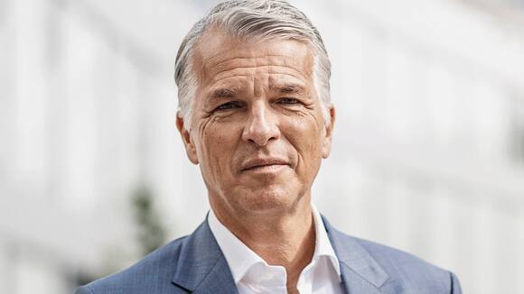 Group Chief Executive Officer of Swiss Bank UBS Sergio P. Ermotti poses for a portrait at the Point Zero Forum at the Circle in Zurich, Switzerland on Tuesday June 27, 2023. (KEYSTONE/Michael Buholzer).