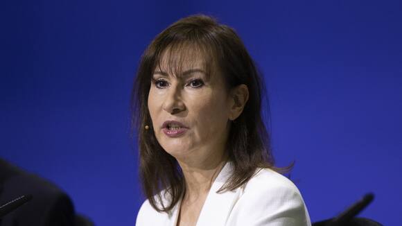 Suzanne Thoma, CEO BKW, bei der Generalversammlung der BKW, am Montag, 16. Mai 2022 in Bern. (KEYSTONE/Peter Klaunzer)