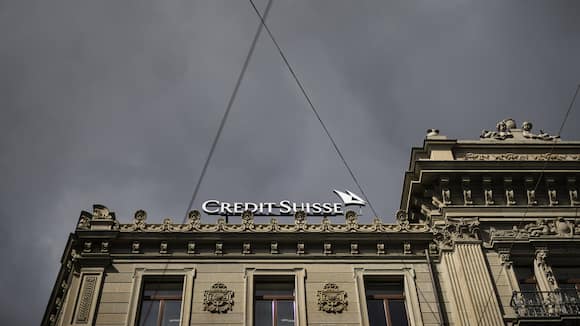 The logo of the Swiss bank Credit Suisse is seen at the banks headquarters at Paradeplatz in Zurich, Switzerland on Monday, March 27, 2023. (KEYSTONE/Michael Buholzer)