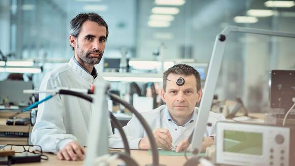 Mathieu Barraud (l.), 36, Konstrukteur, und Manel Guérin, 49, Uhrmacher, Jaeger-LeCoultre, Le Sentier.