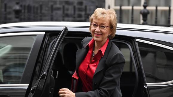 epa07492014 British Leader of the House of Commons, Lord President of the Council Andrea Leadsom arrives at 10 Downing Street ahead of a cabinet meeting in London, Britain, 08 April 2019. The government began cross-party talks with Labour last week in an attempt to make MPs agree a Brexit deal in parliament. EPA/ANDY RAIN