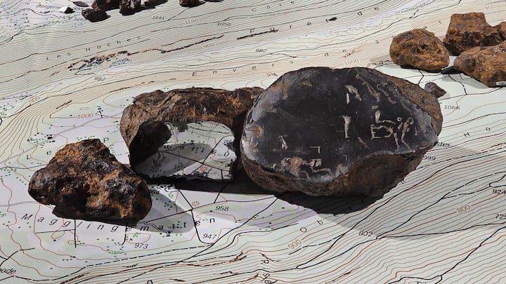 Teile des Twannberg-Meteoriten im Naturkundemuseum Bern.