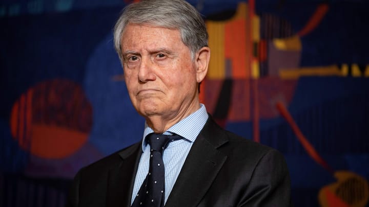 Gianluigi Aponte, founder of Mediterranean Shipping Company (MSC), looks on during the signing of contracts for the building of cruising boats, between the Chantiers de l'Atlantique shipyards and the Mediterranean Shipping Company (MSC), at the Matignon Palace, on January 20, 2020. (Photo by Thomas SAMSON / AFP) (Photo by THOMAS SAMSON/AFP via Getty Images)