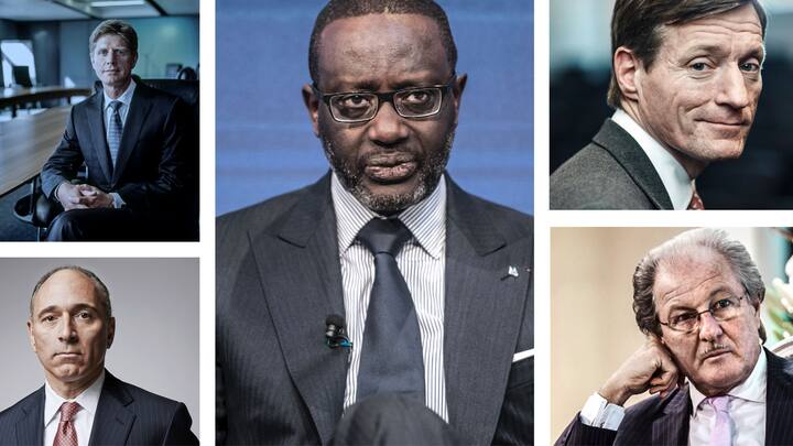 In der Schweiz wenig integiert: Joseph Hogan (ex ABB), Joe Jimenez (ex Novartis), Tidjane Thiam, Brady Dougan (beide ex Credit Suisse), Wolfgang Reitzle (ex Lafarge-Holcim) (von links oben).