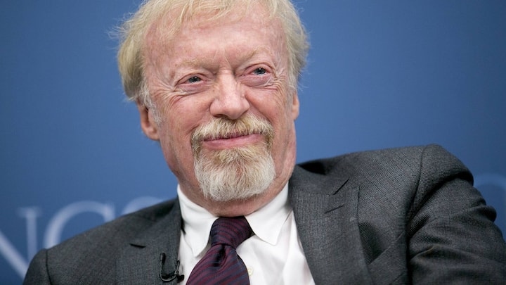 Philip Phil Knight, chairman and co-founder of Nike Inc., laughs during a panel discussion at the Brookings Institution in Washington, D.C., U.S., on Tuesday, Jan. 15, 2013. The event was titled Fostering Growth Through Innovation. Photographer: Andrew Harrer/Bloomberg *** Local Caption *** Phil Knight