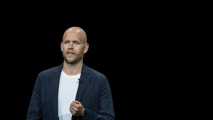 NEW YORK, NY - AUGUST 9: Daniel Ek, chief executive officer of Spotify, speaks about a partnership between Samsung and Spotify during a product launch event at the Barclays Center, August 9, 2018 in the Brooklyn borough of New York City. The new Galaxy Note 9 smartphone will go on sale on August 24. (Photo by Drew Angerer/Getty Images)