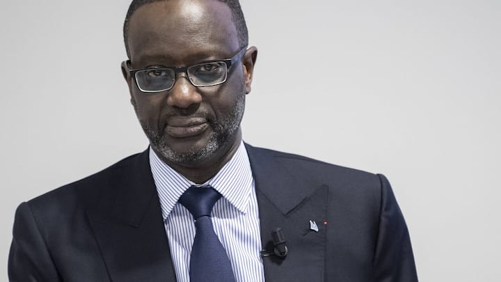 Tidjane Thiam, CEO of Swiss bank Credit Suisse, waits prior the press conference of the full-year results of 2019 in Zurich, Switzerland, Thursday, Feburary 13, 2020. (KEYSTONE/Ennio Leanza)